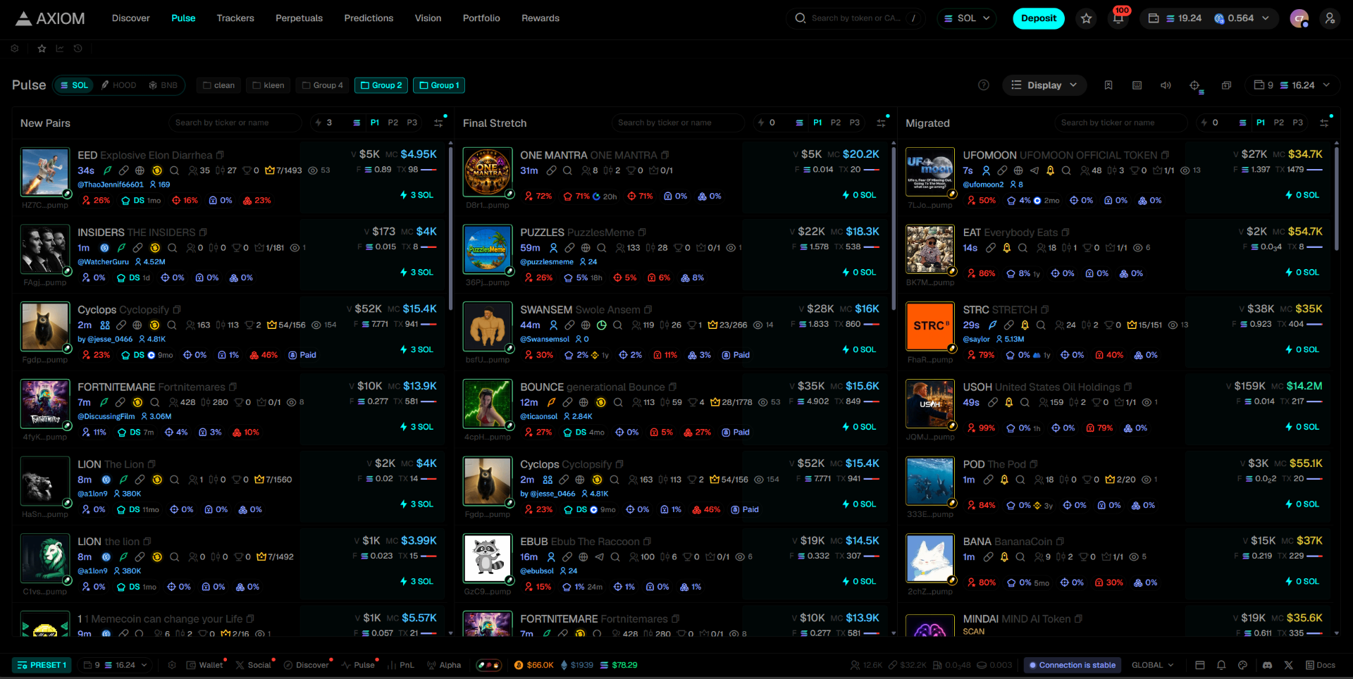 Axiom Pulse: our live memecoin trading dashboard